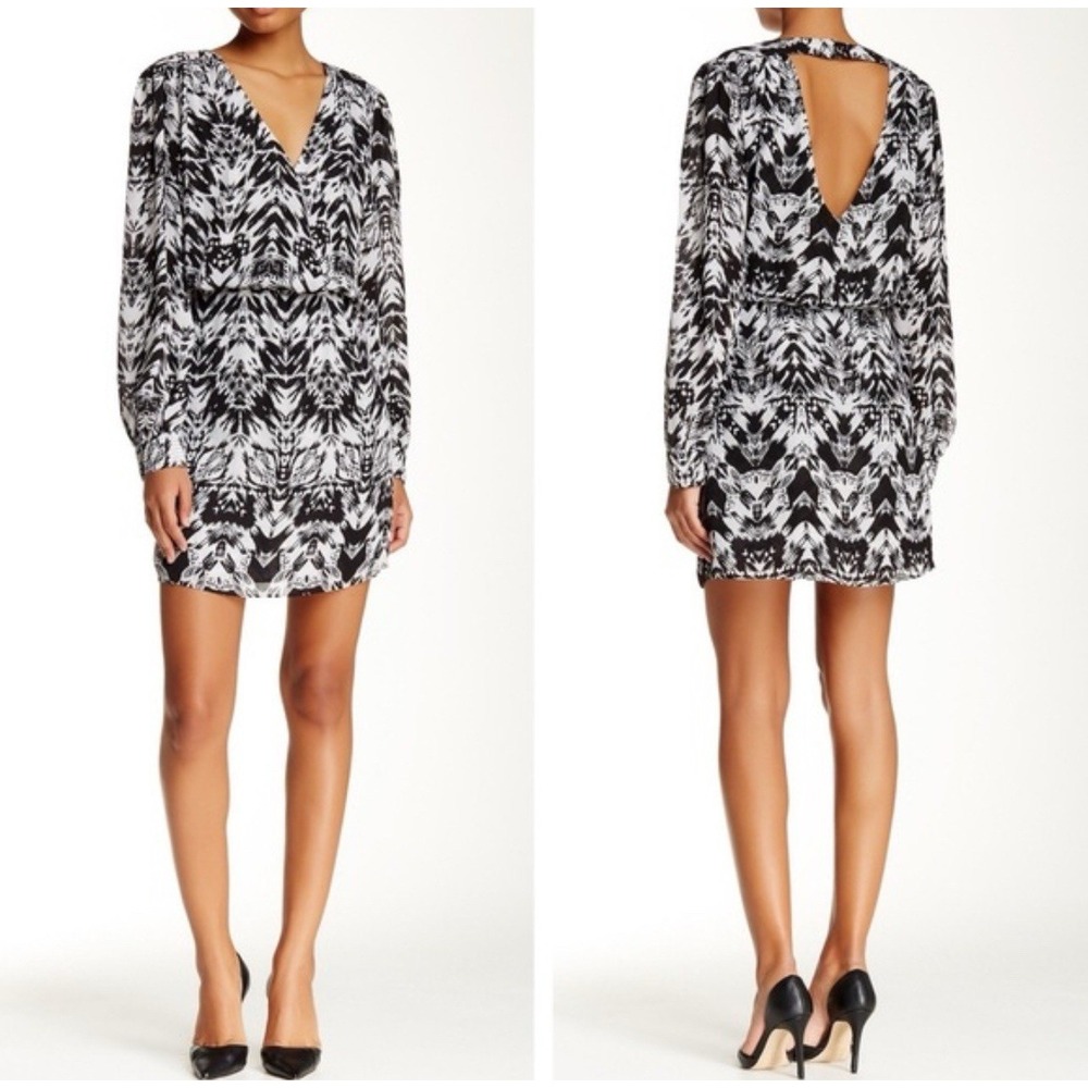 Parker Women's‎ Mini Dress Size SMALL Lila Arcus Print Long Sleeve P5H870PGP